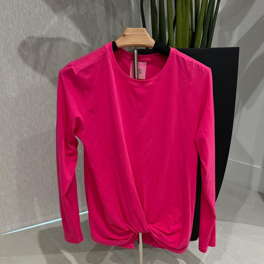 NEW TEREZ twist front Hot Pink Women's Long Sleeve Top Cotton Spandex Small